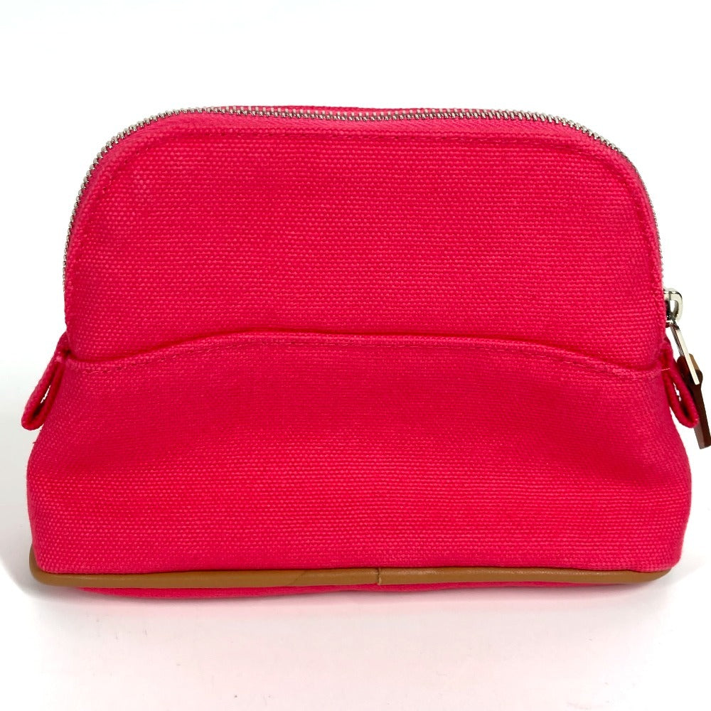 HERMES ボリードポーチ ミニミニ メイクポーチ 化粧ポーチ ポーチ コットン ユニセックス ハイビスカス ピンク