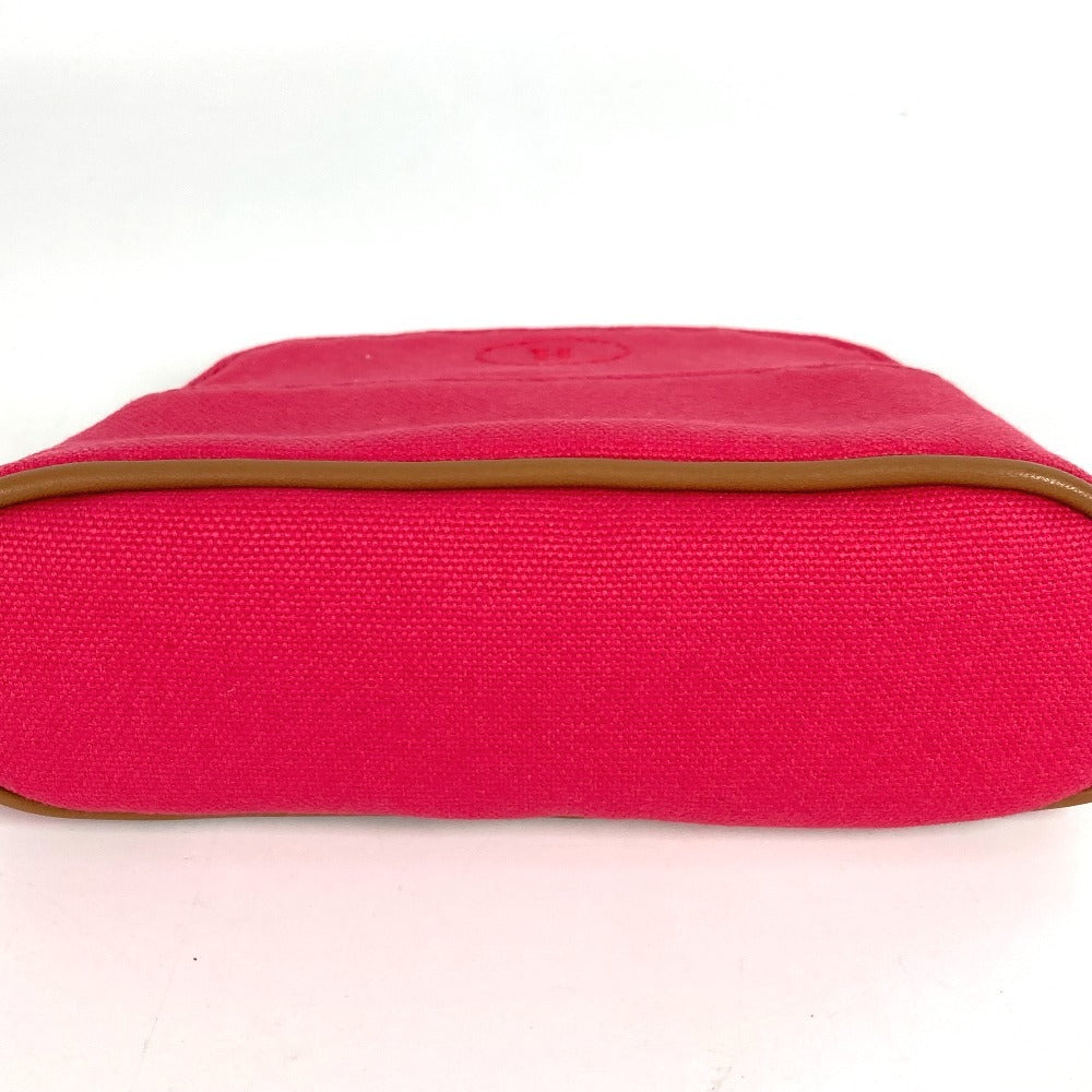 HERMES ボリードポーチ ミニミニ メイクポーチ 化粧ポーチ ポーチ コットン ユニセックス ハイビスカス ピンク
