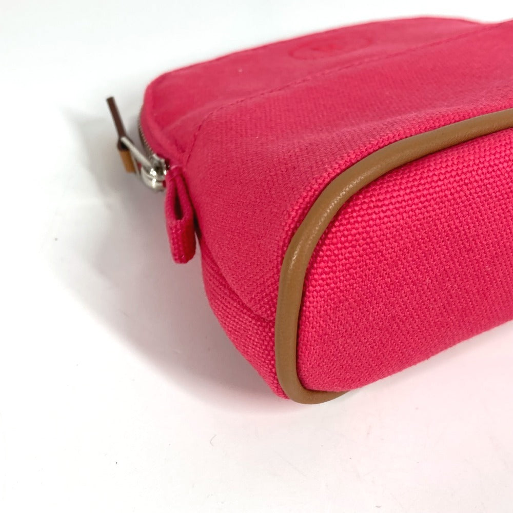 HERMES ボリードポーチ ミニミニ メイクポーチ 化粧ポーチ ポーチ コットン ユニセックス ハイビスカス ピンク