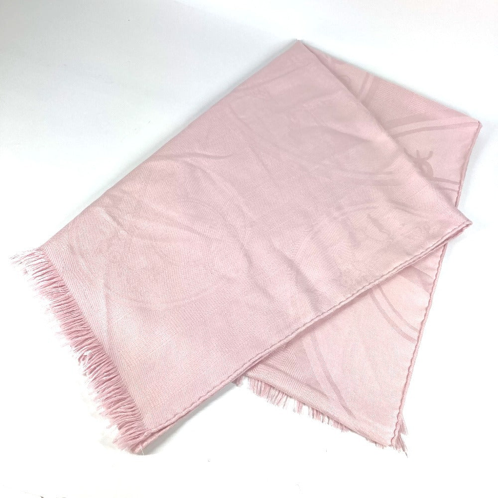 HERMES Stole "New Libris" Shawl Fringe Muffler Stole Cashmere Unisex Rose Pearl Pink