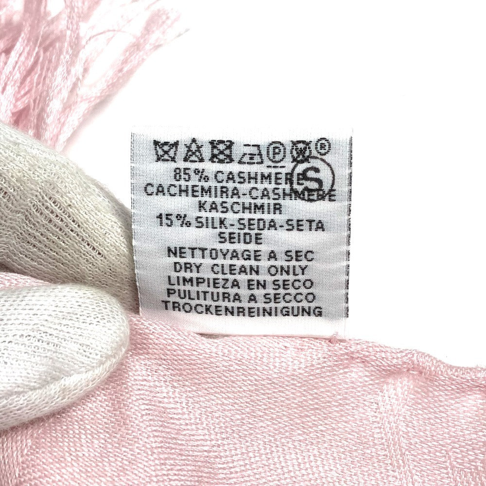 HERMES Stole "New Libris" Shawl Fringe Muffler Stole Cashmere Unisex Rose Pearl Pink