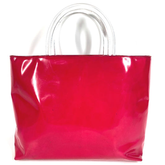 PRADA Plastic Handle Triangle Logo Triangle Logo Plate Tote Bag Bag Handbag Enamel Women's Pink