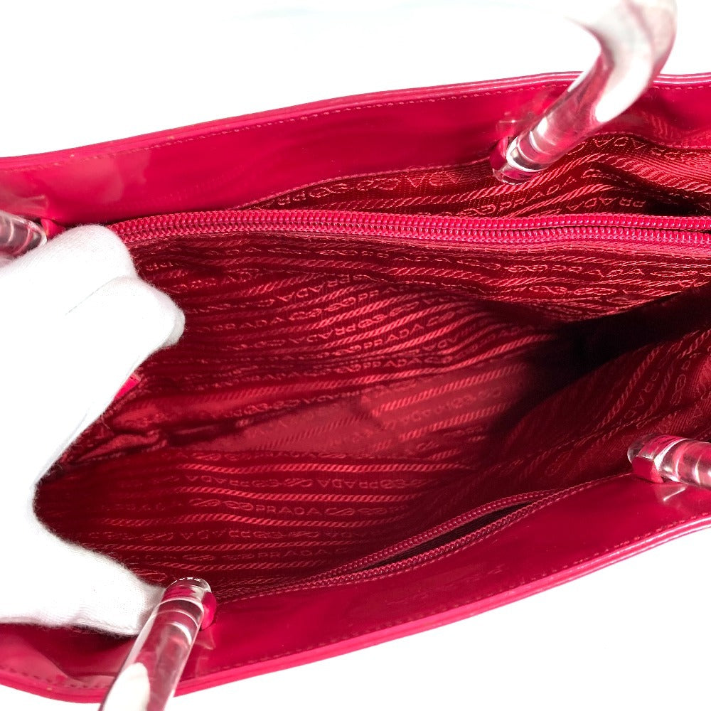 PRADA Plastic Handle Triangle Logo Triangle Logo Plate Tote Bag Bag Handbag Enamel Women's Pink