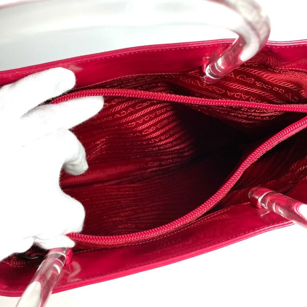 PRADA Plastic Handle Triangle Logo Triangle Logo Plate Tote Bag Bag Handbag Enamel Women's Pink