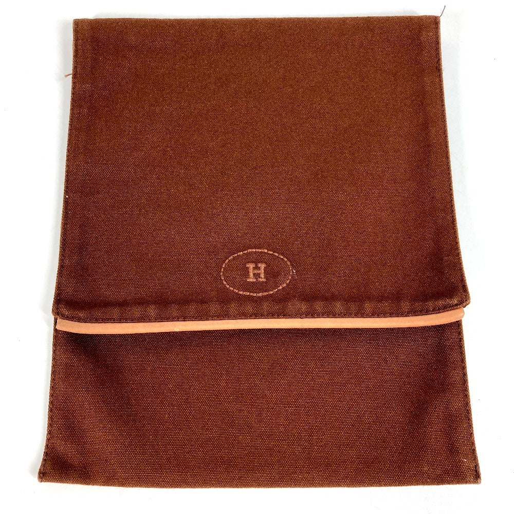 HERMES H Logo Vertical Flap Makeup Pouch, Multi-Purpose Pouch, Canvas, Unisex, Brown