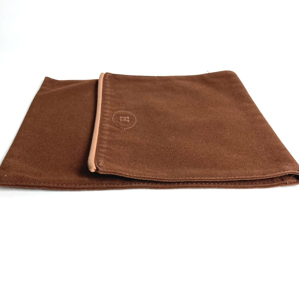 HERMES H Logo Vertical Flap Makeup Pouch, Multi-Purpose Pouch, Canvas, Unisex, Brown