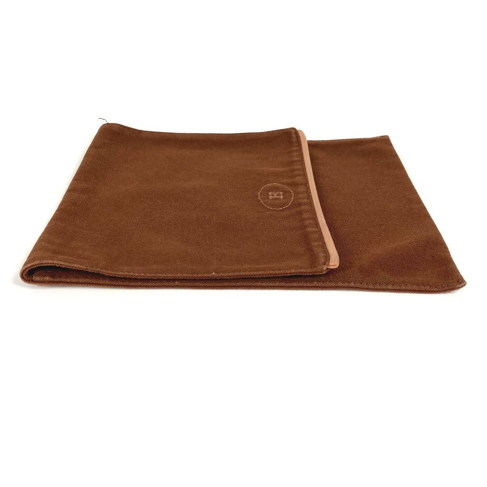 HERMES H Logo Vertical Flap Makeup Pouch, Multi-Purpose Pouch, Canvas, Unisex, Brown