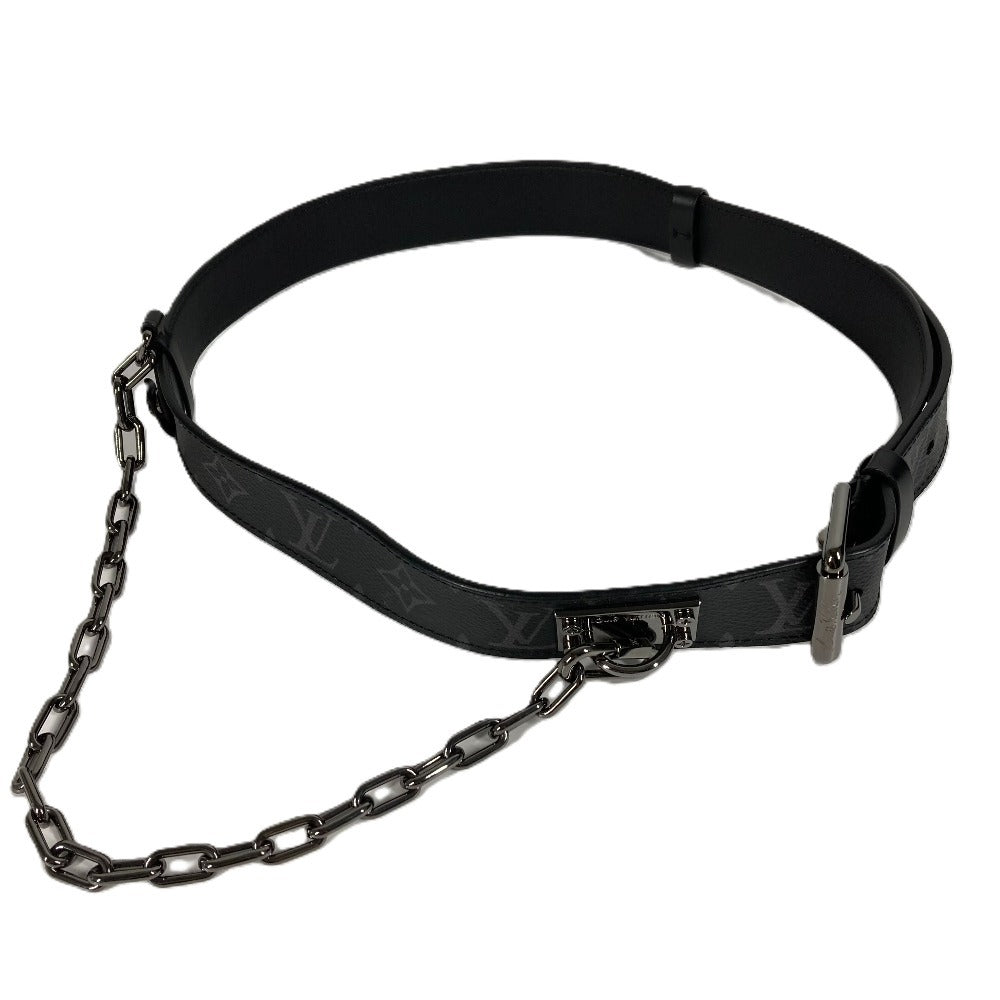 LOUIS VUITTON M0179V Monogram Eclipse Suntulle Signature Chain 35MM Chain Belt Monogram Eclipse Canvas Men's Black