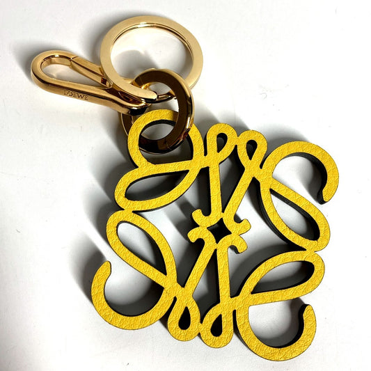 LOEWE C821232X06 Logo Anagram Charm (Calf) Bag Charm Keychain Leather Unisex Yellow