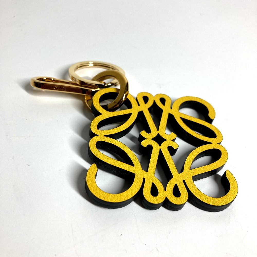 LOEWE C821232X06 Logo Anagram Charm (Calf) Bag Charm Keychain Leather Unisex Yellow