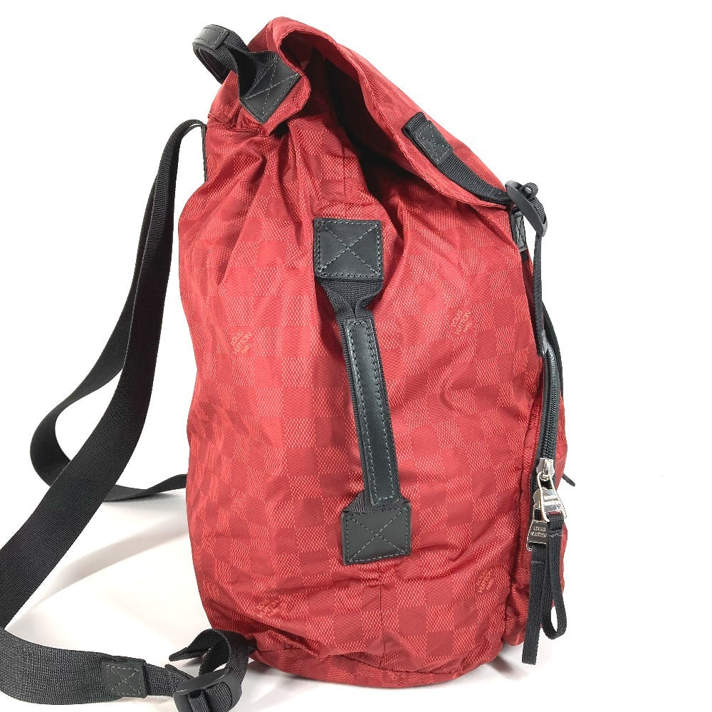 LOUIS VUITTON ダミエ・アバンチュール アヴァンチュール ライトパック カバン リュック 収納 ポーチ 折り畳み リュックサック ナイロン ユニセックス レッド