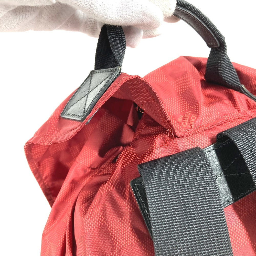 LOUIS VUITTON ダミエ・アバンチュール アヴァンチュール ライトパック カバン リュック 収納 ポーチ 折り畳み リュックサック ナイロン ユニセックス レッド