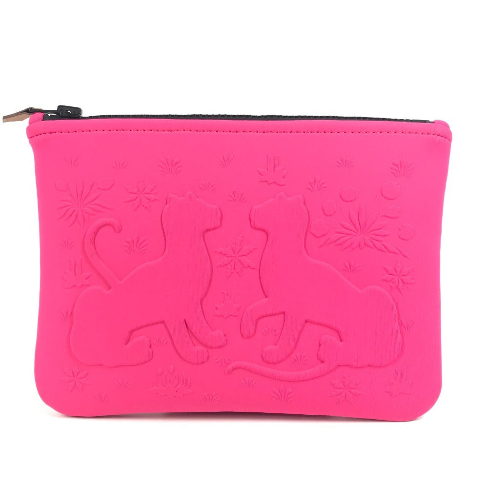 HERMES レオパード 豹 ヒョウ ネオバンPM ネオバン PM クラッチバッグ カバン メイクポーチ マルチポーチ ポーチ ナイロン レディース ピンク