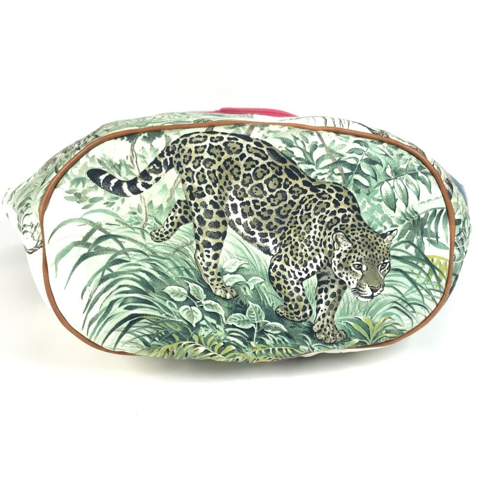 HERMES アニマル パニエドプラージュ カバン トートバッグ ポーチ付き ハンドバッグ キャンバス ユニセックス ピンク