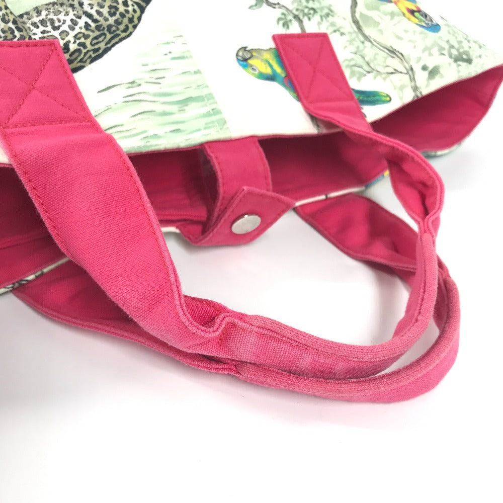 HERMES アニマル パニエドプラージュ カバン トートバッグ ポーチ付き ハンドバッグ キャンバス ユニセックス ピンク