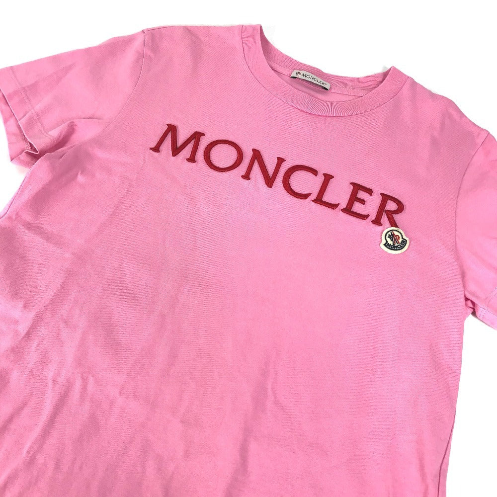 MONCLER ロゴ MAGLIA MANICHE CORTE アパレル 半袖 トップス 丸首 半袖Ｔシャツ コットン レディース ピンク