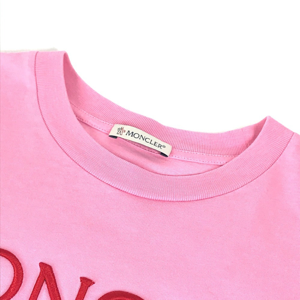 MONCLER ロゴ MAGLIA MANICHE CORTE アパレル 半袖 トップス 丸首 半袖Ｔシャツ コットン レディース ピンク