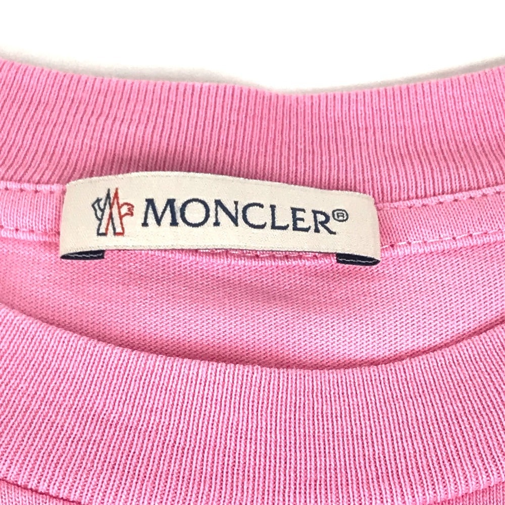 MONCLER ロゴ MAGLIA MANICHE CORTE アパレル 半袖 トップス 丸首 半袖Ｔシャツ コットン レディース ピンク