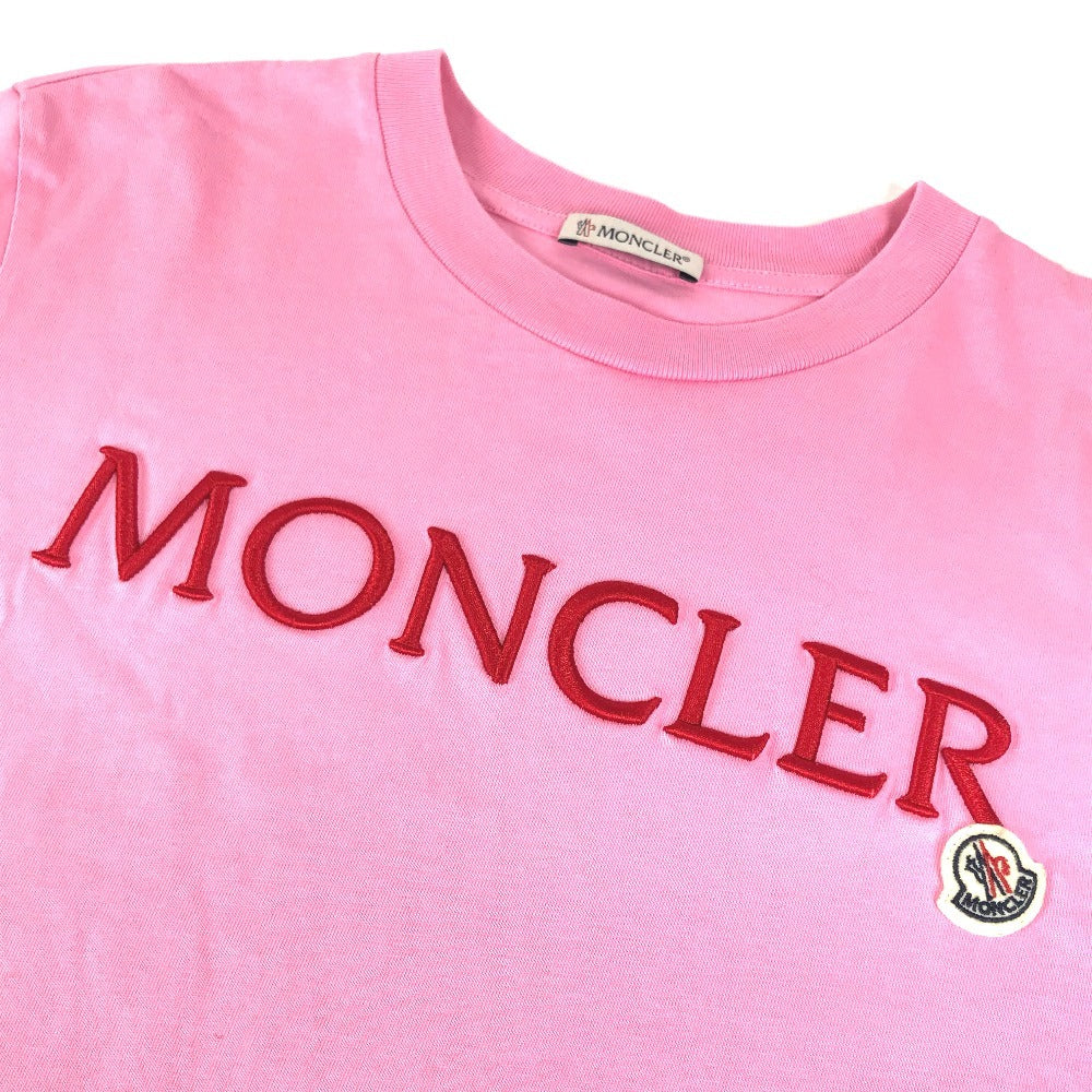 MONCLER ロゴ MAGLIA MANICHE CORTE アパレル 半袖 トップス 丸首 半袖Ｔシャツ コットン レディース ピンク