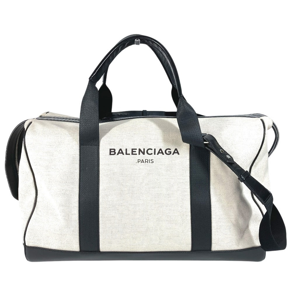 BALENCIAGA 392010 ロゴ 旅行バッグ カバン トラベルバッグ ボストンバッグ レザー/キャンバス ユニセックス ブラック