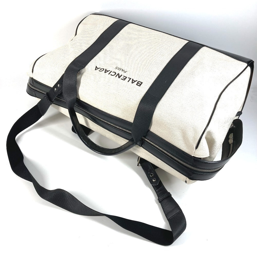BALENCIAGA 392010 ロゴ 旅行バッグ カバン トラベルバッグ ボストンバッグ レザー/キャンバス ユニセックス ブラック