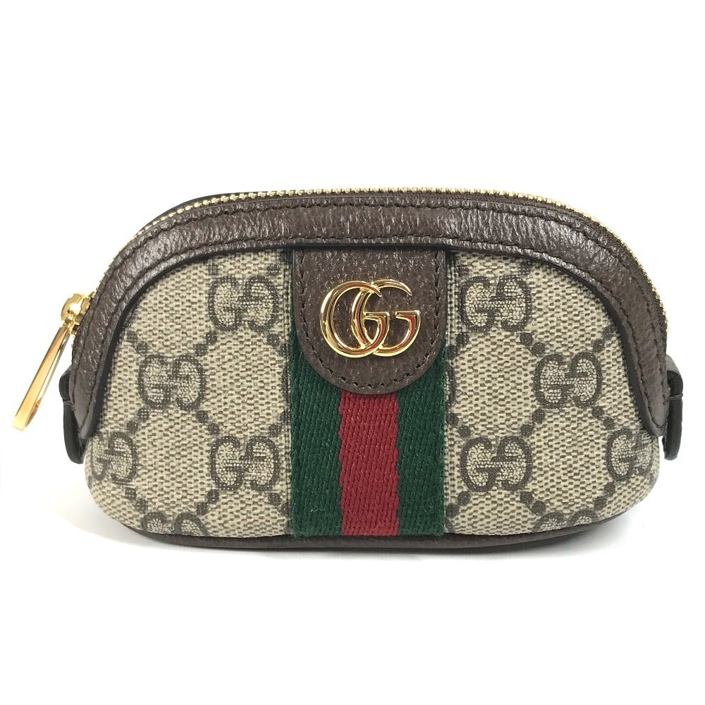 GUCCI 625707 GGスプリーム オフディア シェリーライン 小銭入れ 財布 キーチェーン付き コインケース PVC/レザー ユニセックス ベージュ