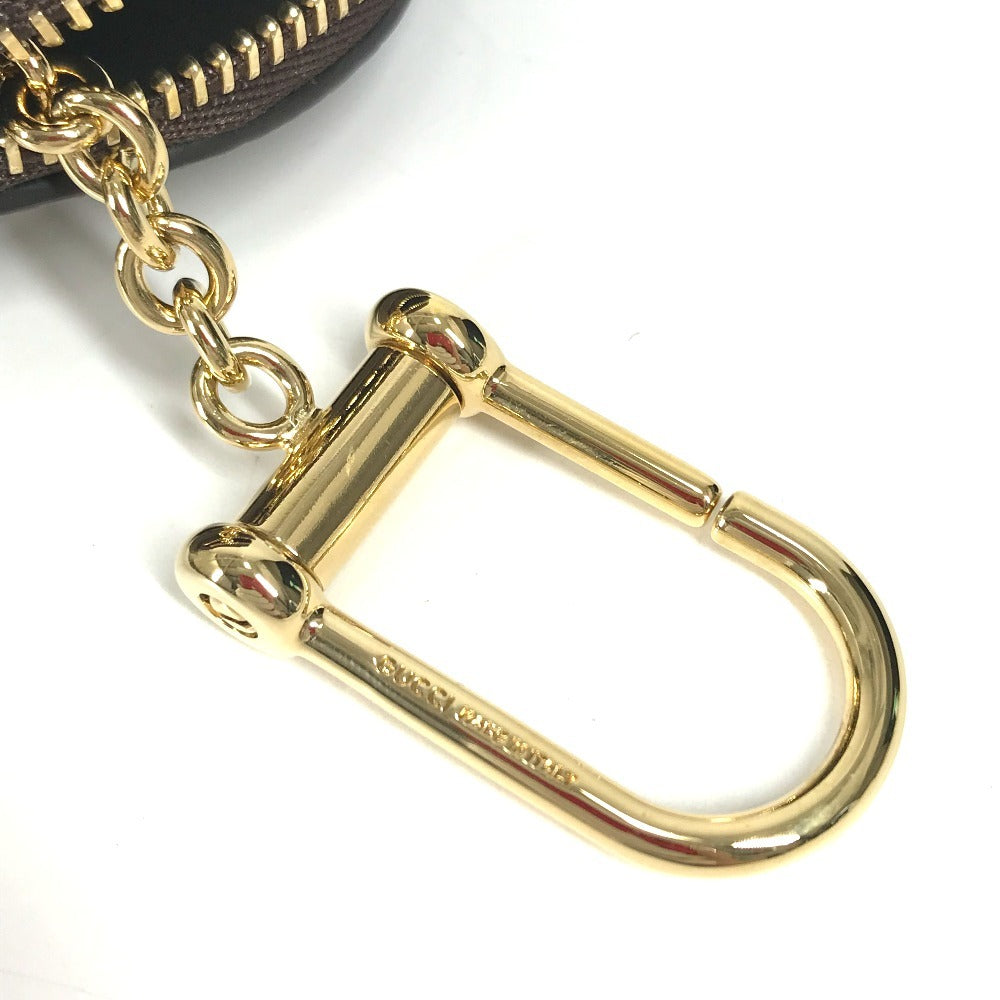 GUCCI 625707 GGスプリーム オフディア シェリーライン 小銭入れ 財布 キーチェーン付き コインケース PVC/レザー ユニセックス ベージュ