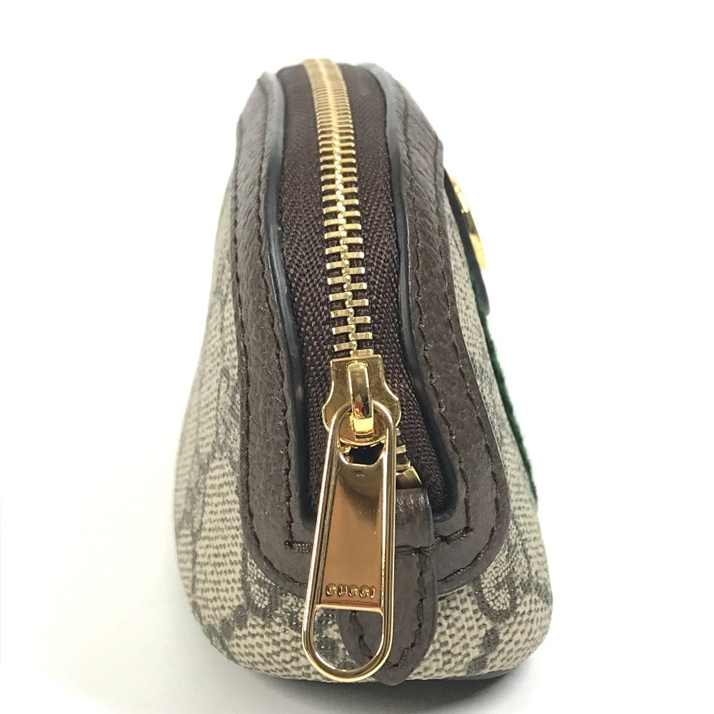 GUCCI 625707 GGスプリーム オフディア シェリーライン 小銭入れ 財布 キーチェーン付き コインケース PVC/レザー ユニセックス ベージュ