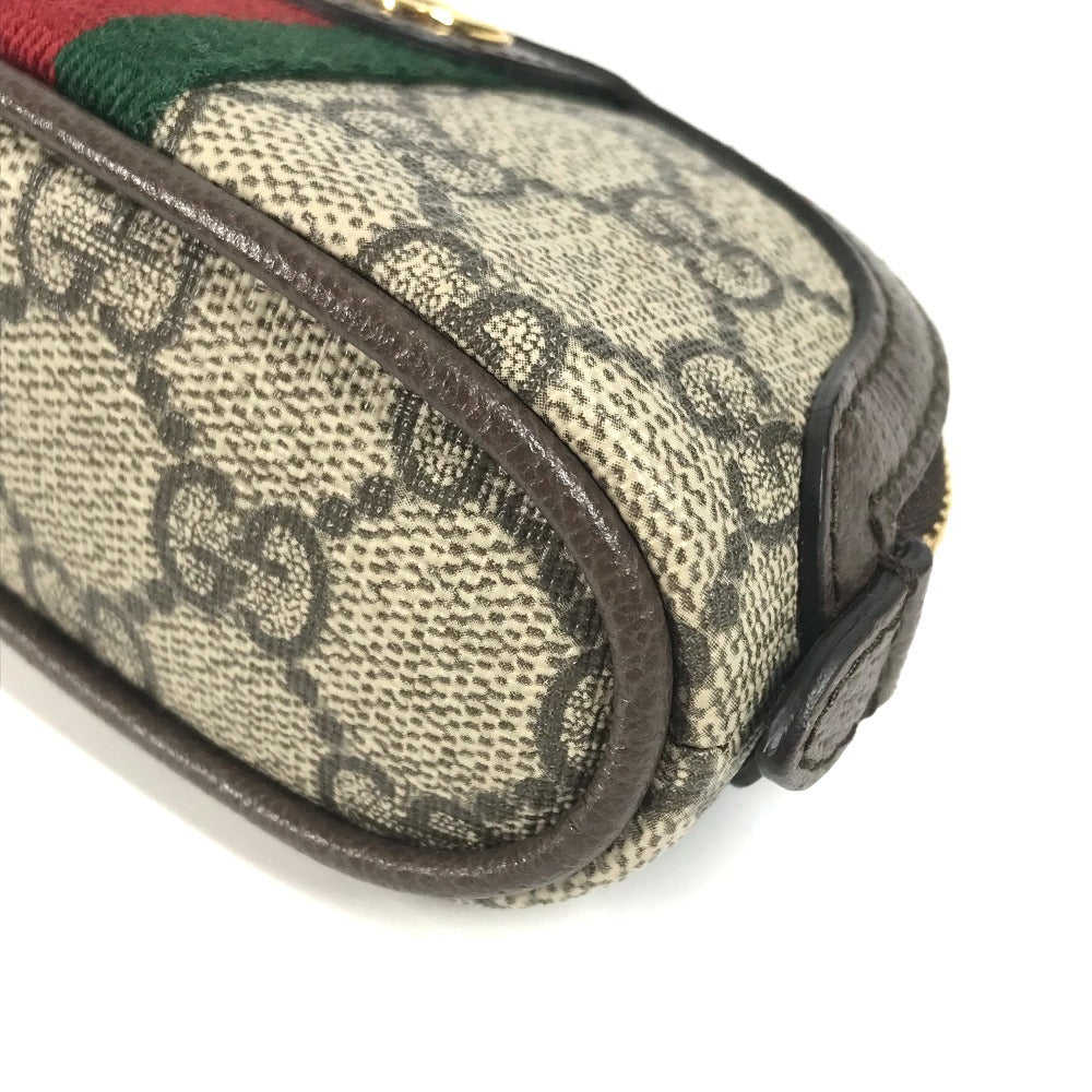 GUCCI 625707 GGスプリーム オフディア シェリーライン 小銭入れ 財布 キーチェーン付き コインケース PVC/レザー ユニセックス ベージュ