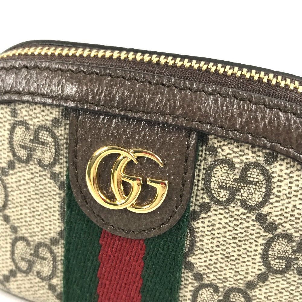 GUCCI 625707 GGスプリーム オフディア シェリーライン 小銭入れ 財布 キーチェーン付き コインケース PVC/レザー ユニセックス ベージュ
