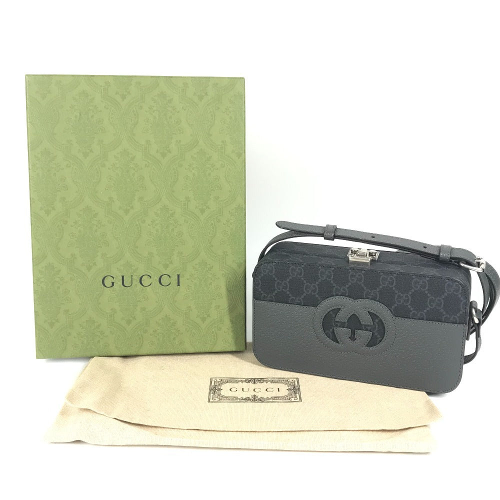 GUCCI 725341 GGスプリーム カットアウト インターロッキングG カバン 斜め掛け ポシェット ショルダーバッグ GGスプリームキャンバス ユニセックス グレー