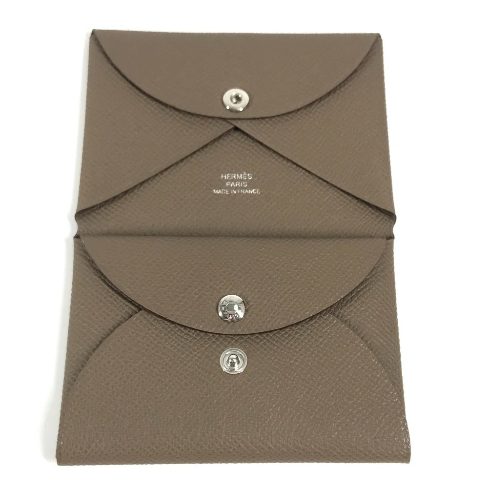HERMES 2つ折り カルヴィデュオ カルヴィ デュオ カードケース 小銭入れ 財布 名刺入れ パスケース コインケース エプソン ユニセックス エトゥープ グレー