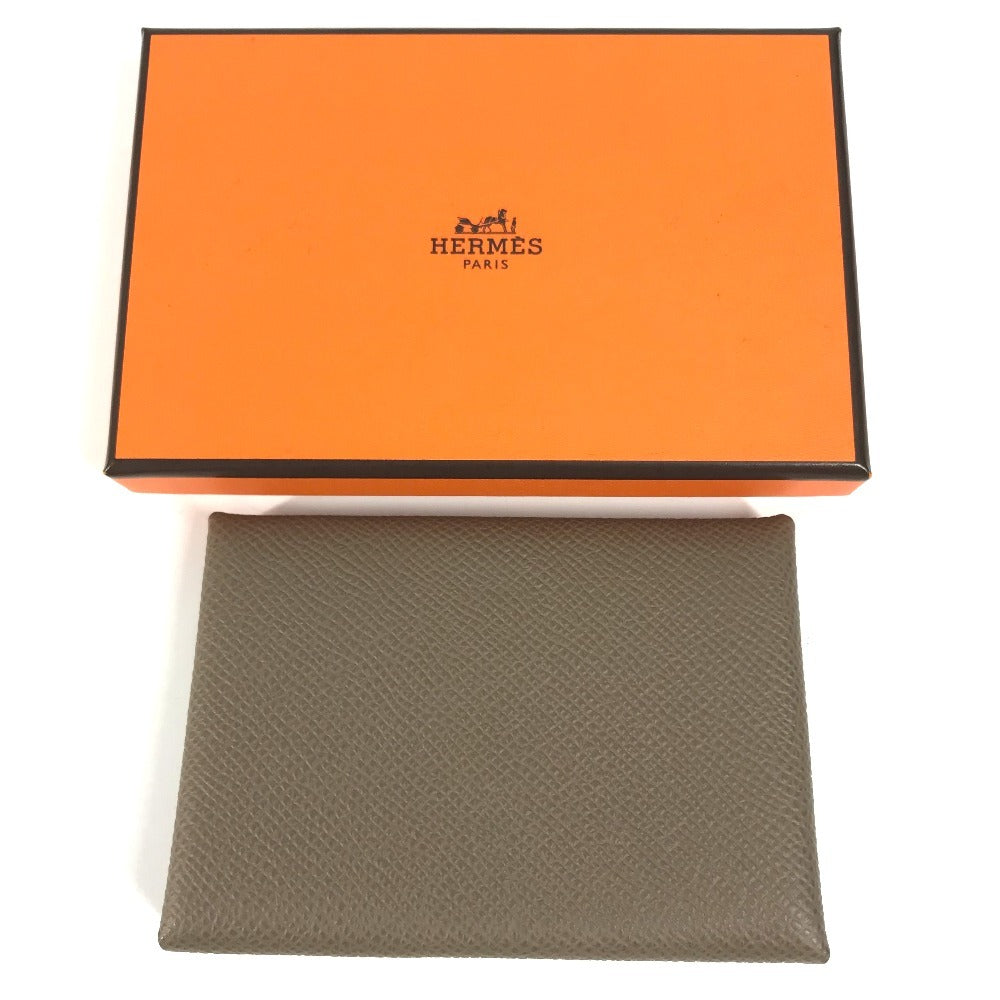 HERMES 2つ折り カルヴィデュオ カルヴィ デュオ カードケース 小銭入れ 財布 名刺入れ パスケース コインケース エプソン ユニセックス エトゥープ ベージュ