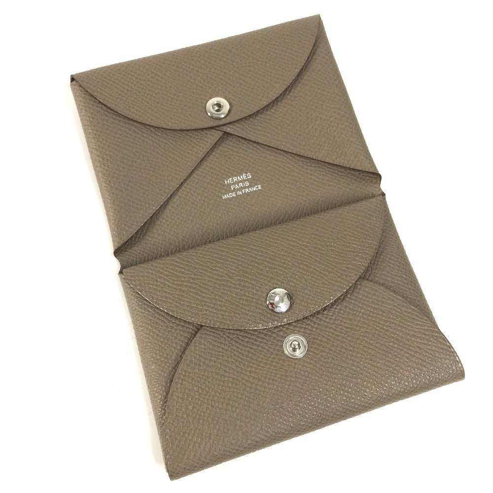 HERMES 2つ折り カルヴィデュオ カルヴィ デュオ カードケース 小銭入れ 財布 名刺入れ パスケース コインケース エプソン ユニセックス エトゥープ ベージュ