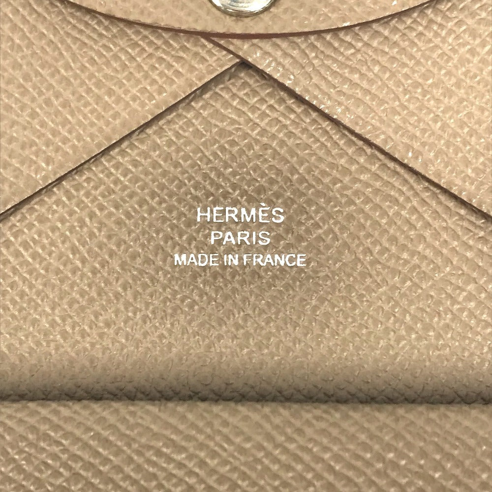 HERMES 2つ折り カルヴィデュオ カルヴィ デュオ カードケース 小銭入れ 財布 名刺入れ パスケース コインケース エプソン ユニセックス エトゥープ ベージュ