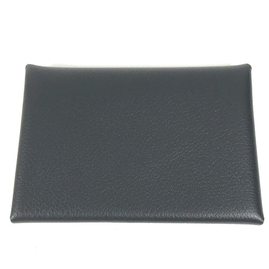 HERMES Bifold Calvi Duo Card Case, Coin Purse, Wallet, Business Card Holder, Pass Case, Coin Case, Evercolor, Unisex, Ardoise, Dark Gray
