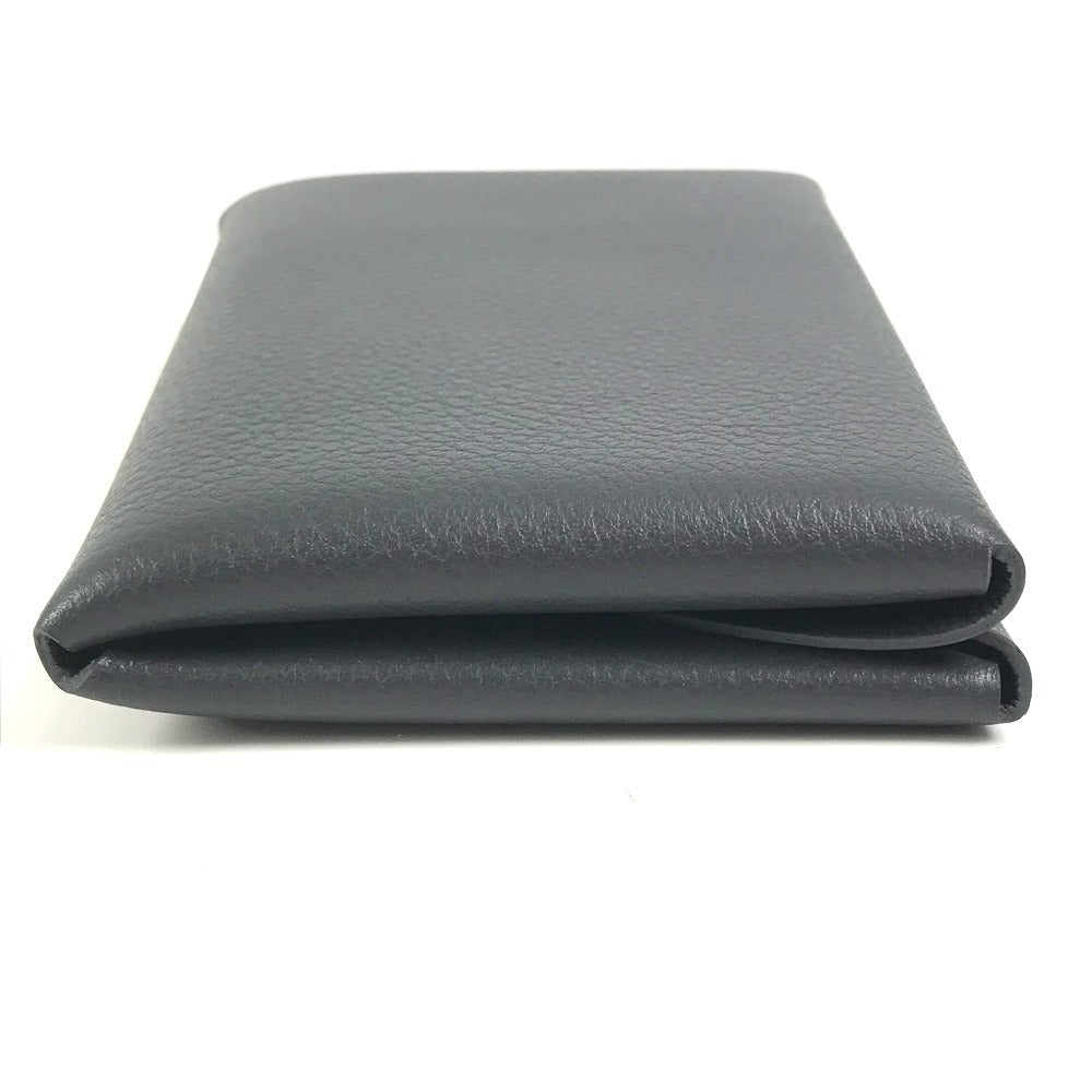 HERMES Bifold Calvi Duo Card Case, Coin Purse, Wallet, Business Card Holder, Pass Case, Coin Case, Evercolor, Unisex, Ardoise, Dark Gray