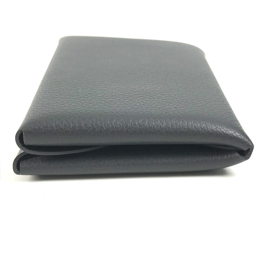 HERMES Bifold Calvi Duo Card Case, Coin Purse, Wallet, Business Card Holder, Pass Case, Coin Case, Evercolor, Unisex, Ardoise, Dark Gray