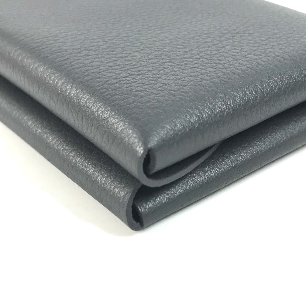 HERMES Bifold Calvi Duo Card Case, Coin Purse, Wallet, Business Card Holder, Pass Case, Coin Case, Evercolor, Unisex, Ardoise, Dark Gray