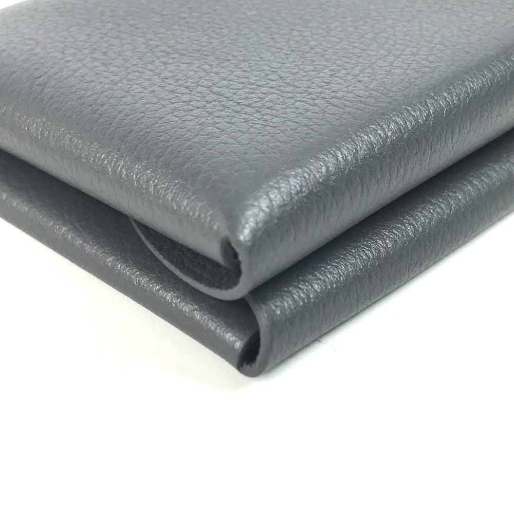 HERMES Bifold Calvi Duo Card Case, Coin Purse, Wallet, Business Card Holder, Pass Case, Coin Case, Evercolor, Unisex, Ardoise, Dark Gray
