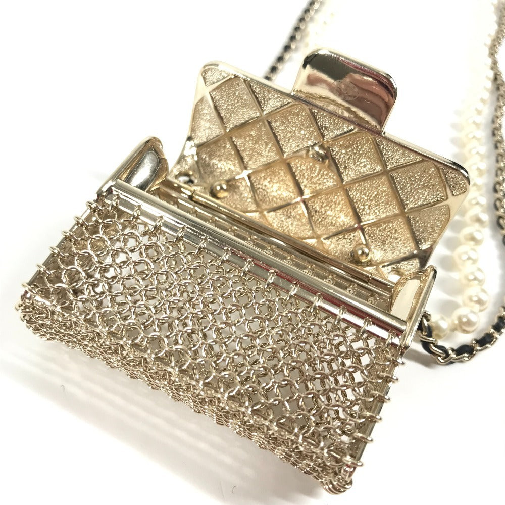 CHANEL B21Ｓ CC ココマーク マトラッセ バッグ チェーン フェイクパール ロングネックレス チェーンネックレス アクセサリー ネックレス メタル レディース ゴールド