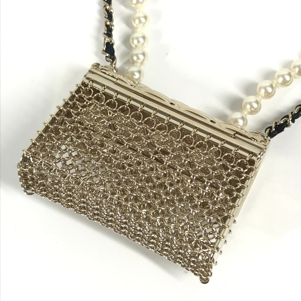 CHANEL B21Ｓ CC ココマーク マトラッセ バッグ チェーン フェイクパール ロングネックレス チェーンネックレス アクセサリー ネックレス メタル レディース ゴールド