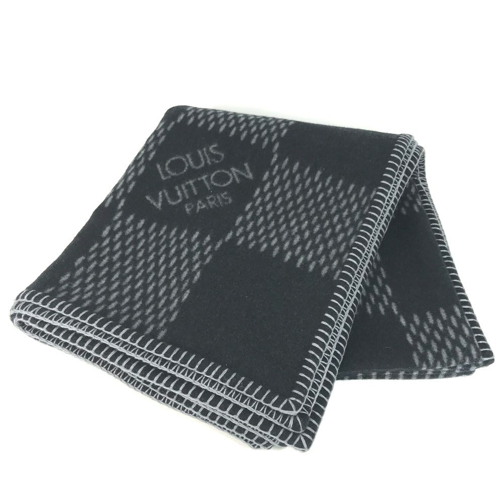 LOUIS VUITTON M76561 ダミエグラフィットジャイアント クヴェルテュールダミエクラシック インテリア ひざかけ 毛布 ブランケット ウール/カシミヤ ユニセックス ブラック