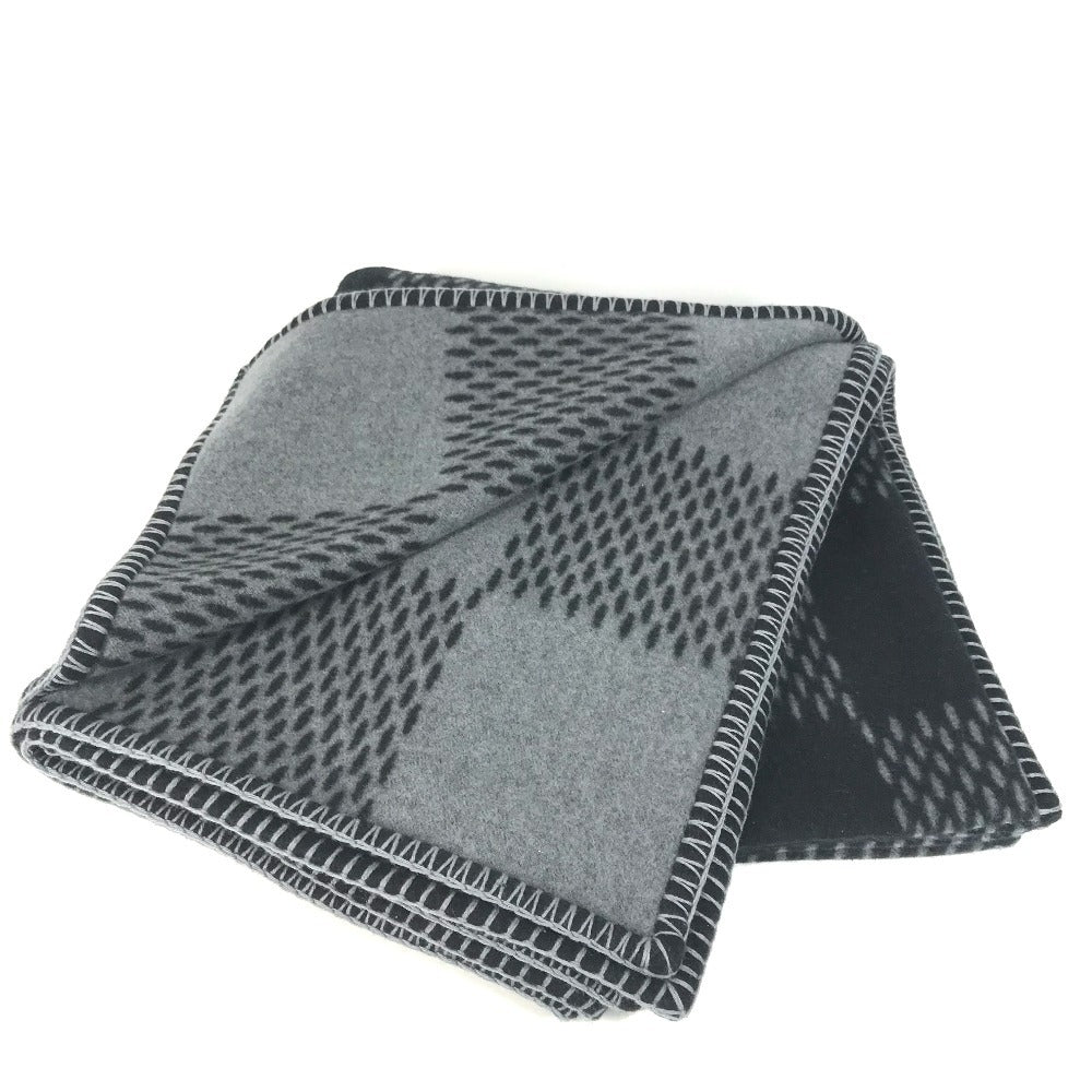 LOUIS VUITTON M76561 ダミエグラフィットジャイアント クヴェルテュールダミエクラシック インテリア ひざかけ 毛布 ブランケット ウール/カシミヤ ユニセックス ブラック