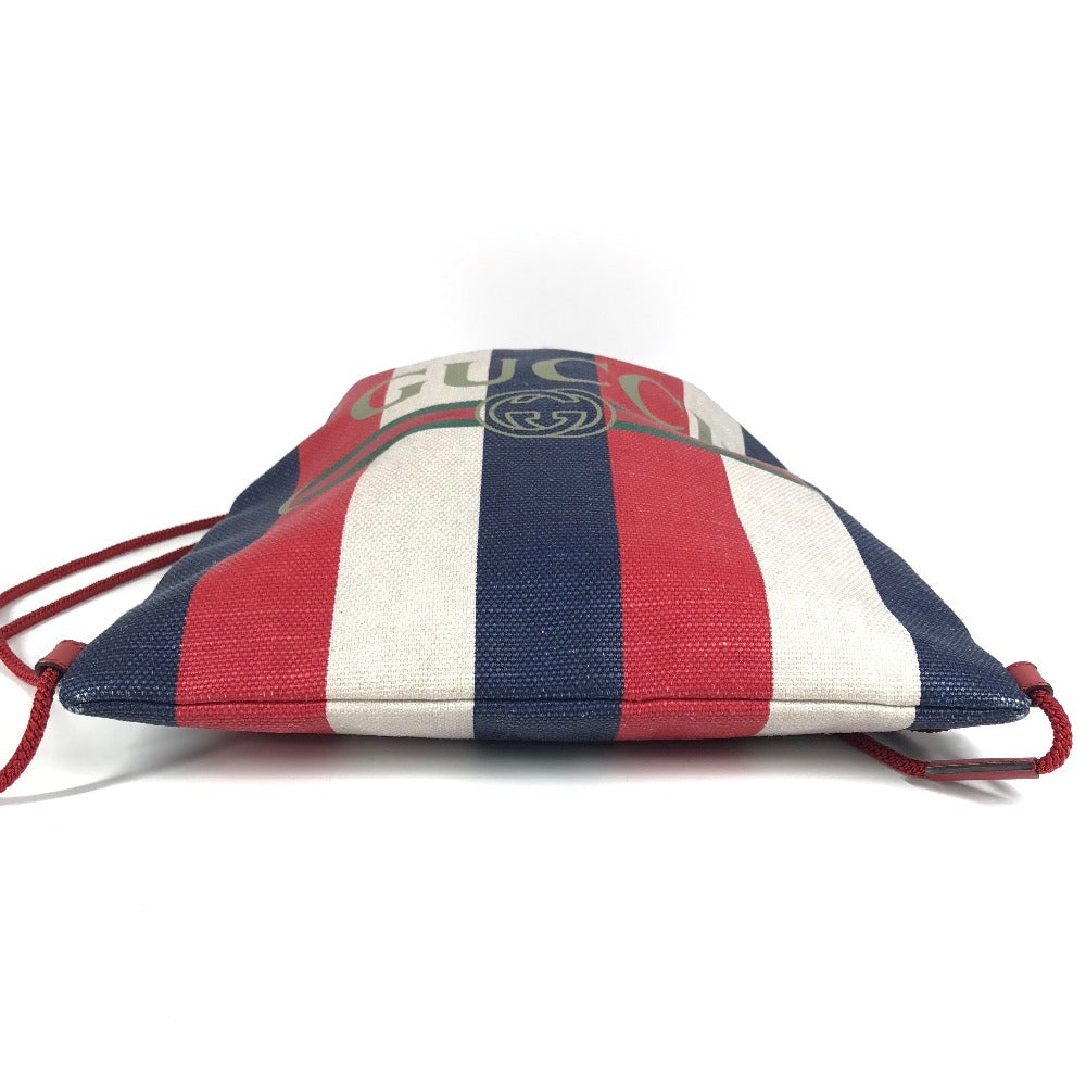 GUCCI 473872 トリコロール ドローストリング GG カバン バックパック ナップサック 2WAYバッグ ハンドバッグ トートバッグ リュックサック レザー/キャンバス ユニセックス レッド