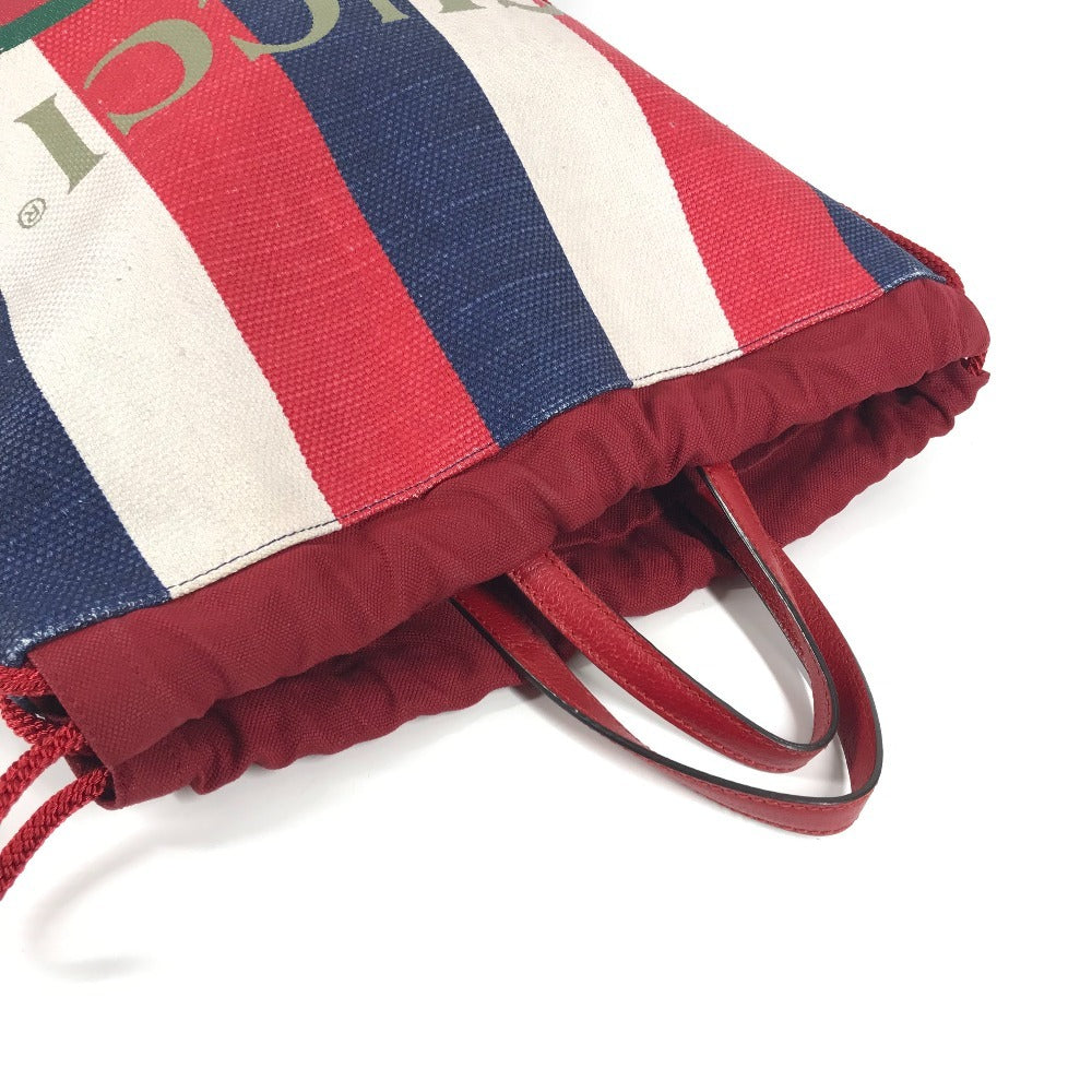 GUCCI 473872 トリコロール ドローストリング GG カバン バックパック ナップサック 2WAYバッグ ハンドバッグ トートバッグ リュックサック レザー/キャンバス ユニセックス レッド