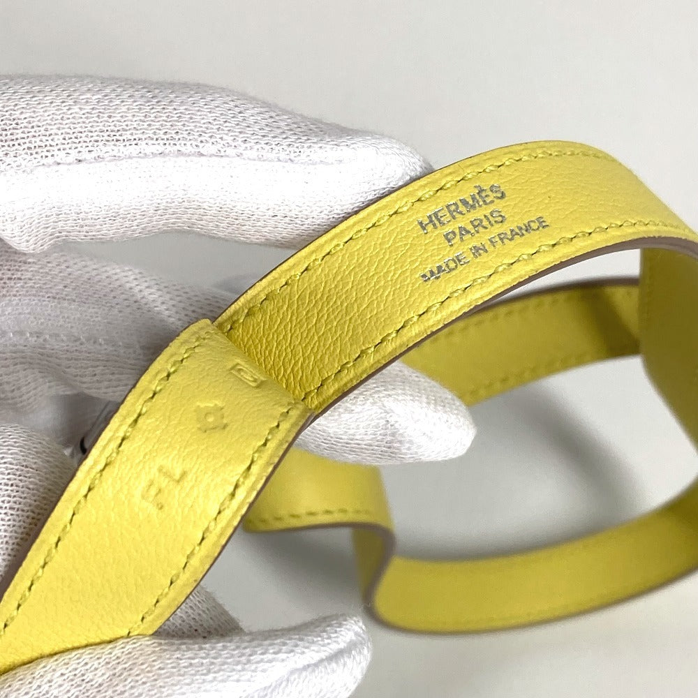HERMES ネックストラップ ネックレス アクセサリー ストラップ レザー ユニセックス スフレ イエロー
