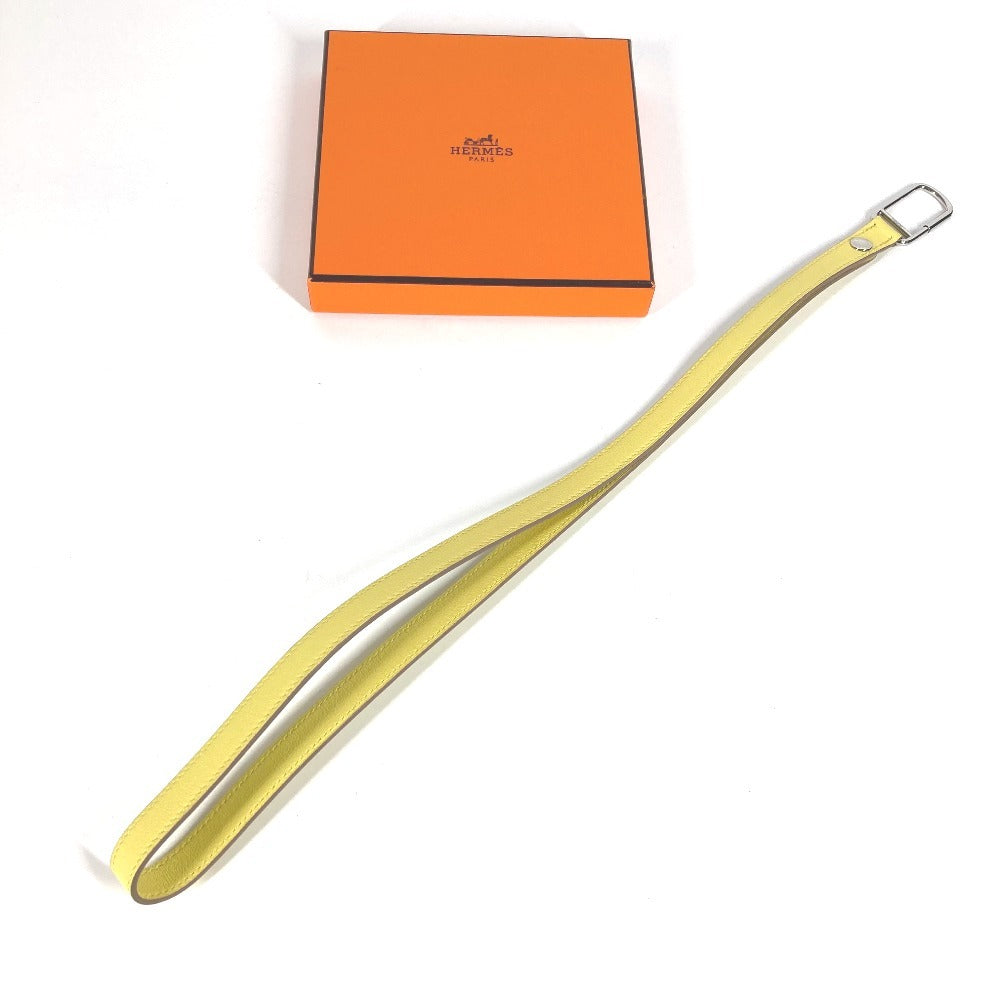 HERMES ネックストラップ ネックレス アクセサリー ストラップ レザー ユニセックス スフレ イエロー