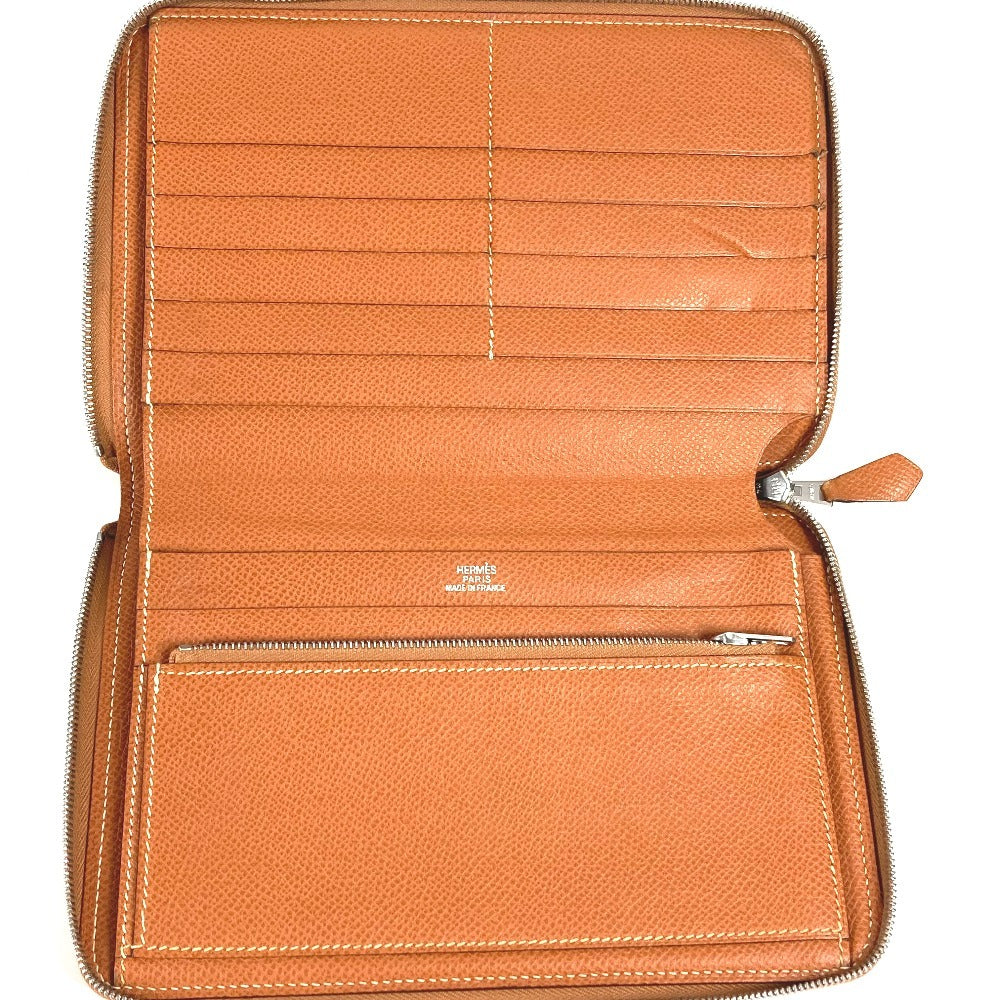 HERMES ラウンドファスナー トラベルケース アザップ コンバイン ロングウォレット 長財布 エプソン ユニセックス ゴールド