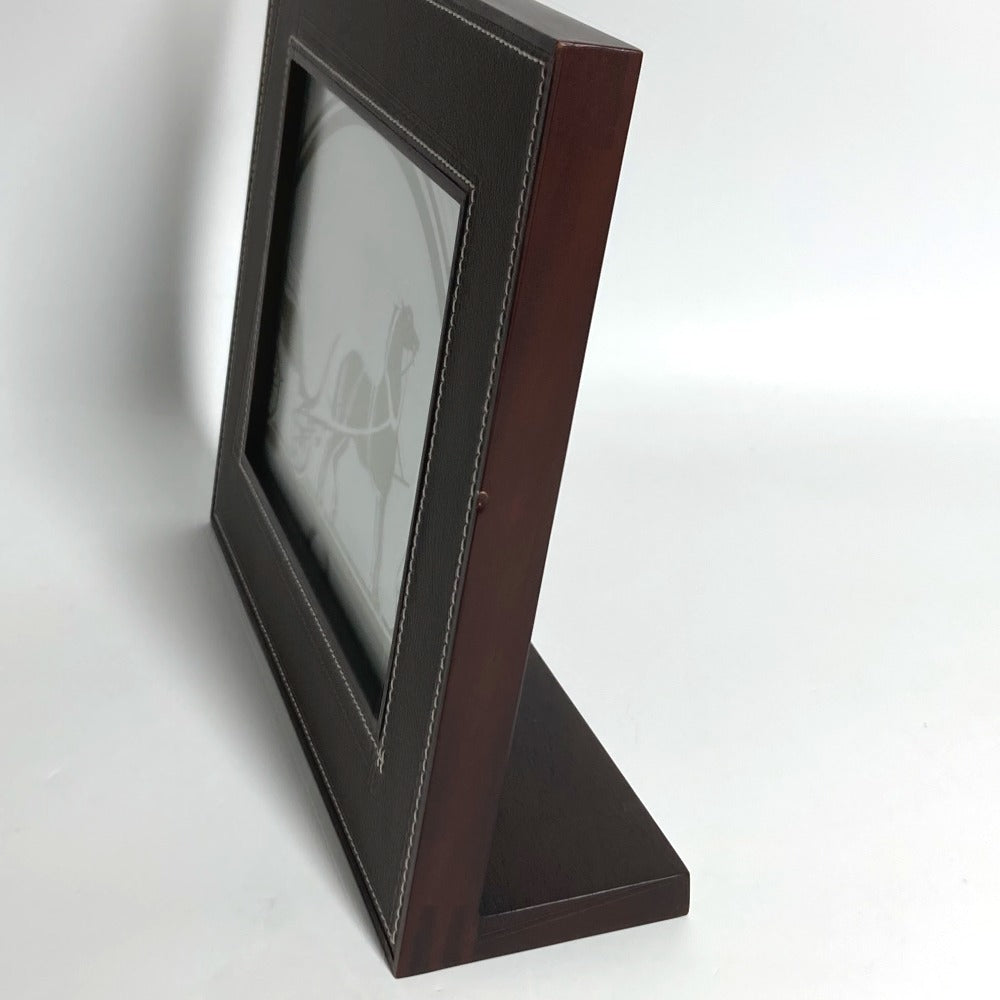 HERMES マホガニー フォトフレーム 《プレイヤード》 MM 横型 写真立て インテリア フォトフレーム トリヨン ユニセックス ショコラ ブラウン